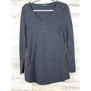 Eileen Fisher Womens S Dark Gray Merino Wool Lightweight Long Sleeve Sweater